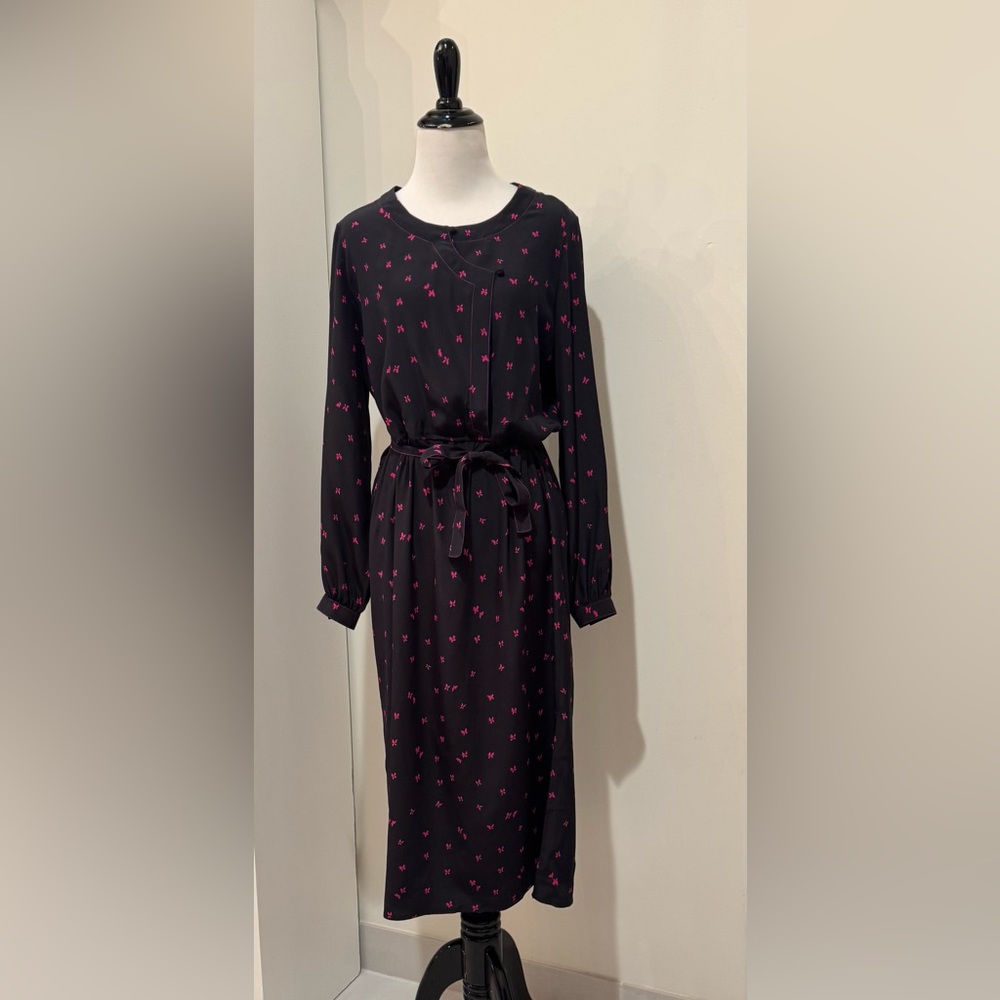 Diane Von Furstenberg Black Dress with Pink Butterfly Print